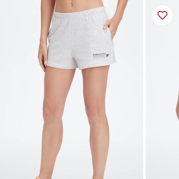 Fabletics shorts, lightweight go-to slim sweatshirt, soft grey heather- #412SP12 - Picture 1 of 6
